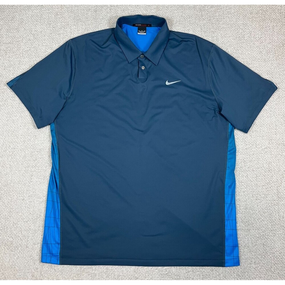 Nike Dri-FIT Tiger Woods Collection Golf Polo Shirt Men's Size XL Blue Snap